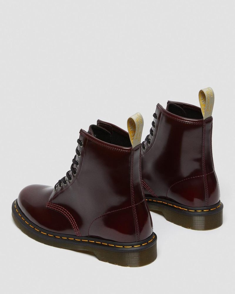 Cherry Red Dr Martens Vegan 1460 Lace Up Boots (Oxford Rub Off) Boots | RT37-G1NS