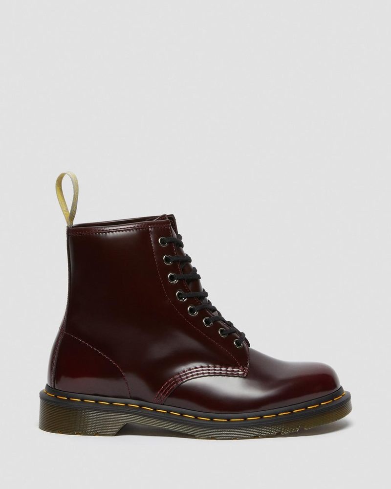 Cherry Red Dr Martens Vegan 1460 Lace Up Boots (Oxford Rub Off) Boots | RT37-G1NS