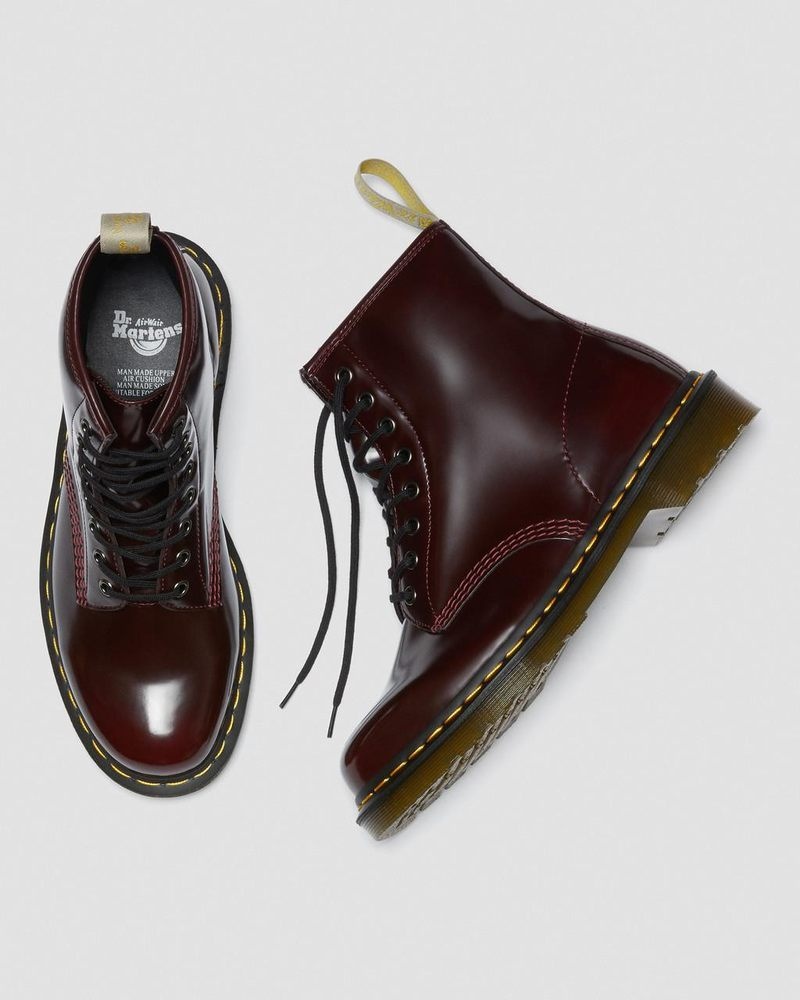 Cherry Red Dr Martens Vegan 1460 Lace Up Boots (Oxford Rub Off) Boots | RT37-G1NS