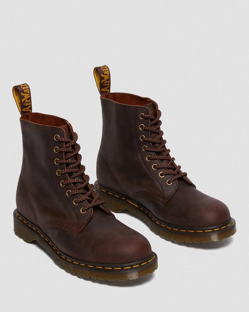 Chestnut Dr Martens 1460 Pascal Waxed Full Grain Leather Lace Up Boots (Waxed Full Grain) Boots | RQ32-A8PA