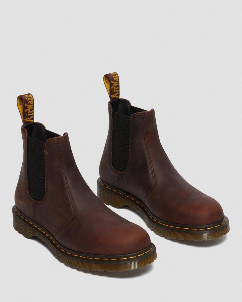 Chestnut Dr Martens 2976 Waxed Full Grain Leather Chelsea Boots (Waxed Full Grain) Boots | FF47-W7VN