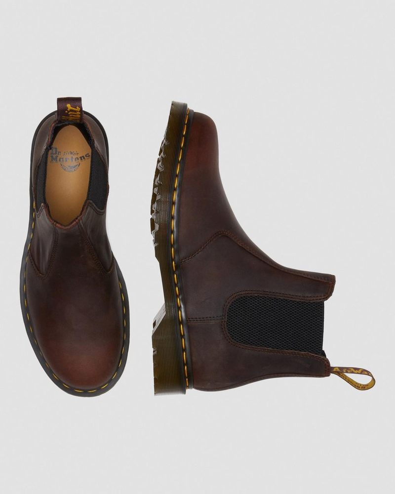 Chestnut Dr Martens 2976 Waxed Full Grain Leather Chelsea Boots (Waxed Full Grain) Boots | FF47-W7VN