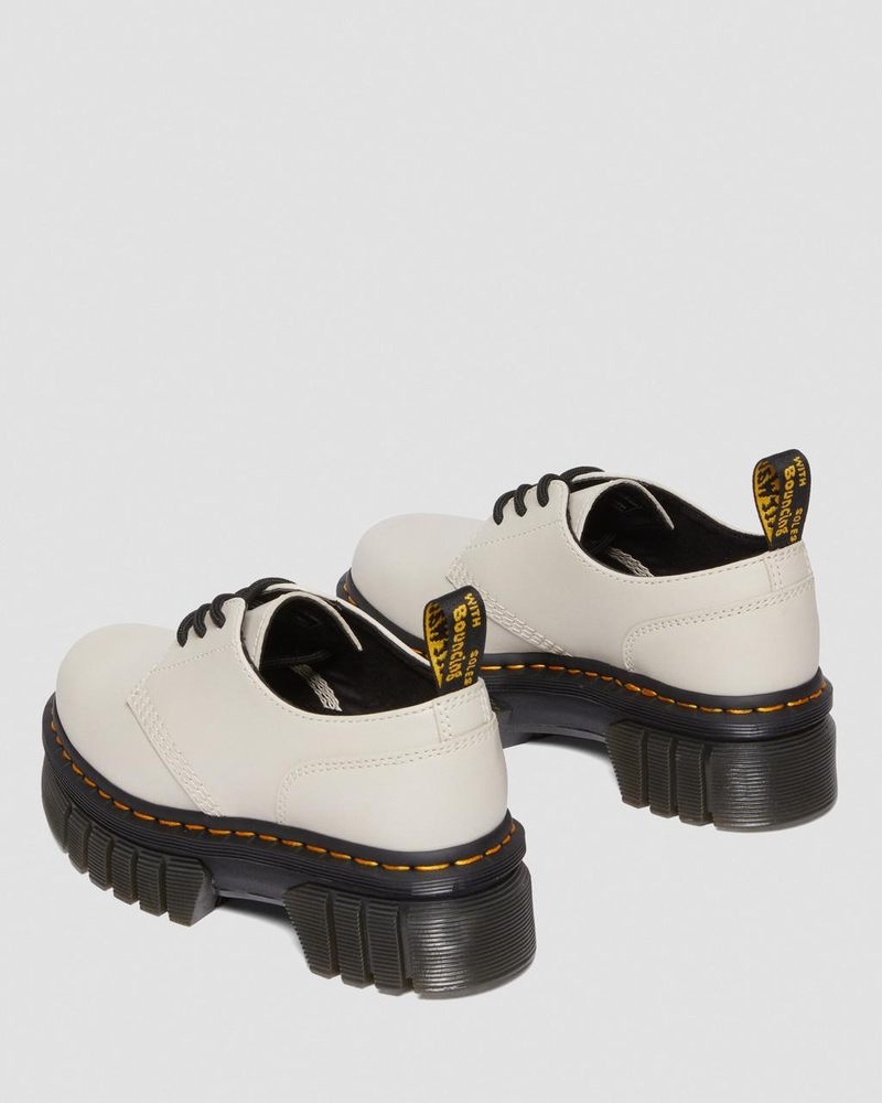 Cobblestone Grey Dr Martens Audrick Nappa Leather Platform Shoes (Nappa Lux) Platforms Shoes | ZZ80-I6SG