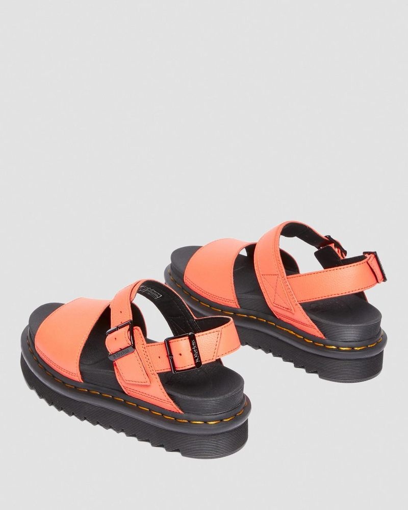 Coral Dr Martens Voss Pisa Leather Strap Sandals (Pisa) Platforms Sandals | AH01-K6BG