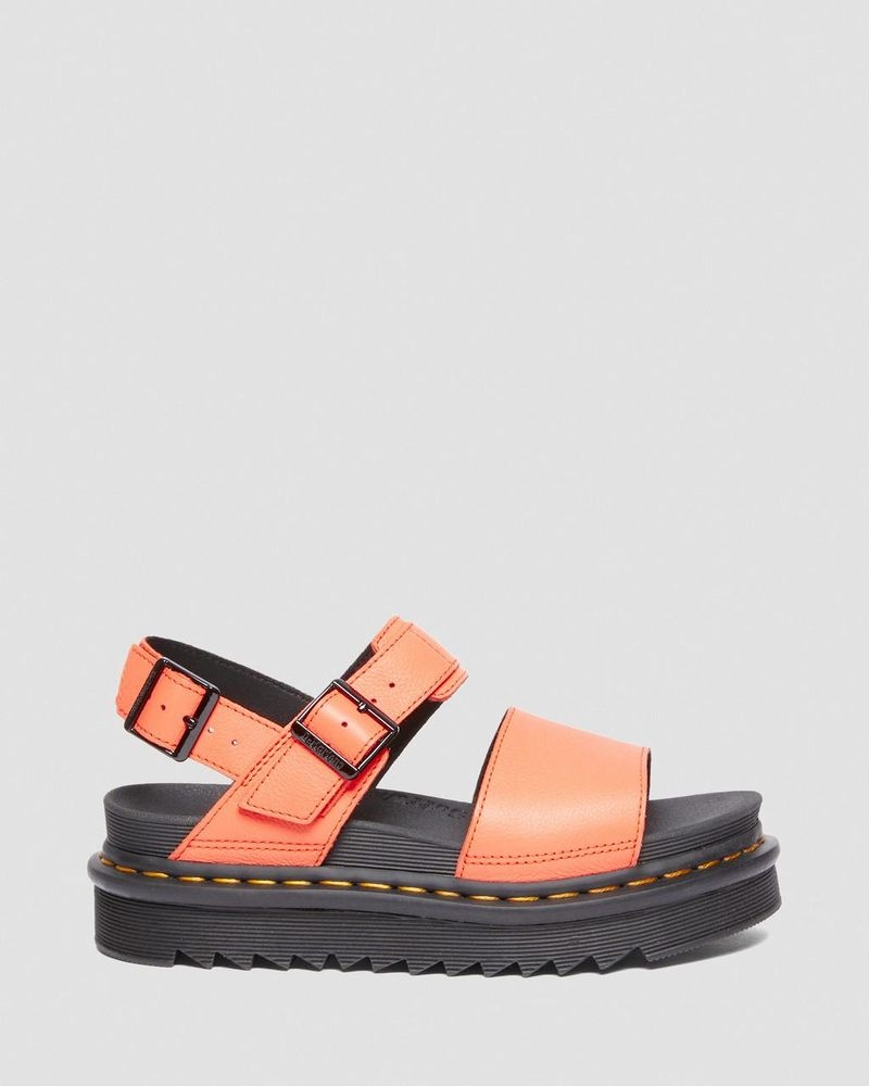 Coral Dr Martens Voss Pisa Leather Strap Sandals (Pisa) Platforms Sandals | AH01-K6BG