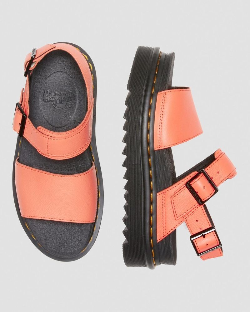 Coral Dr Martens Voss Pisa Leather Strap Sandals (Pisa) Platforms Sandals | AH01-K6BG