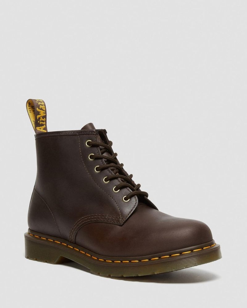 Dark Brown Dr Martens 101 Crazy Horse Leather Ankle Boots (Crazy Horse) Boots | AE56-M1ME