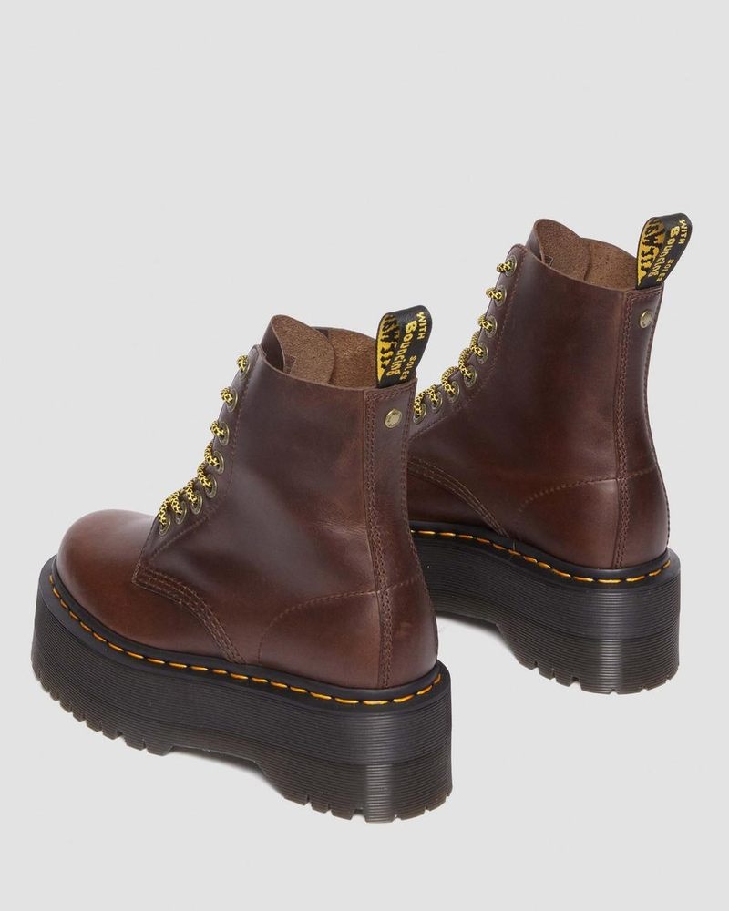 Dark Brown Dr Martens 1460 Pascal Max Pull Up Leather Platform Boots Platforms Boots | ED58-Z6NK