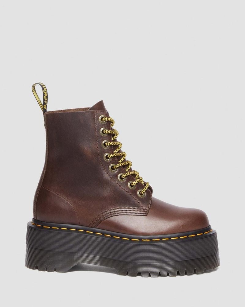 Dark Brown Dr Martens 1460 Pascal Max Pull Up Leather Platform Boots Platforms Boots | ED58-Z6NK