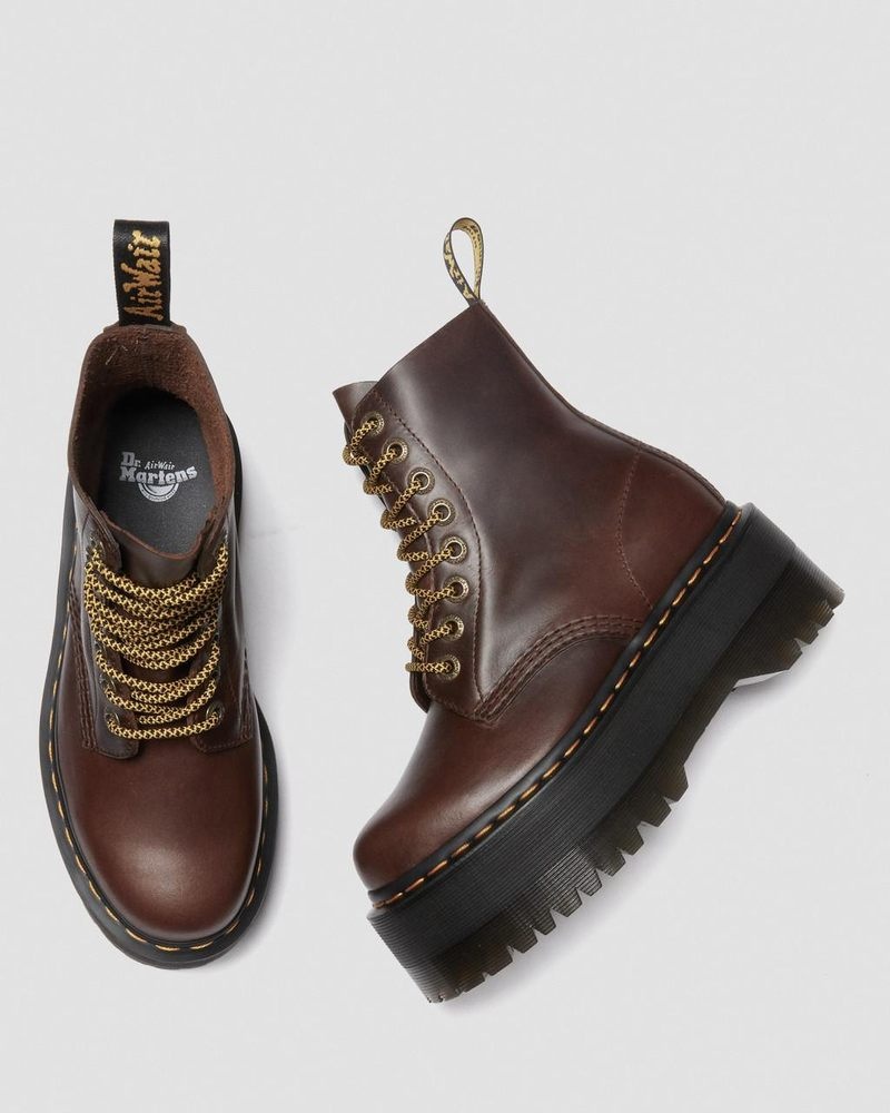 Dark Brown Dr Martens 1460 Pascal Max Pull Up Leather Platform Boots Platforms Boots | ED58-Z6NK