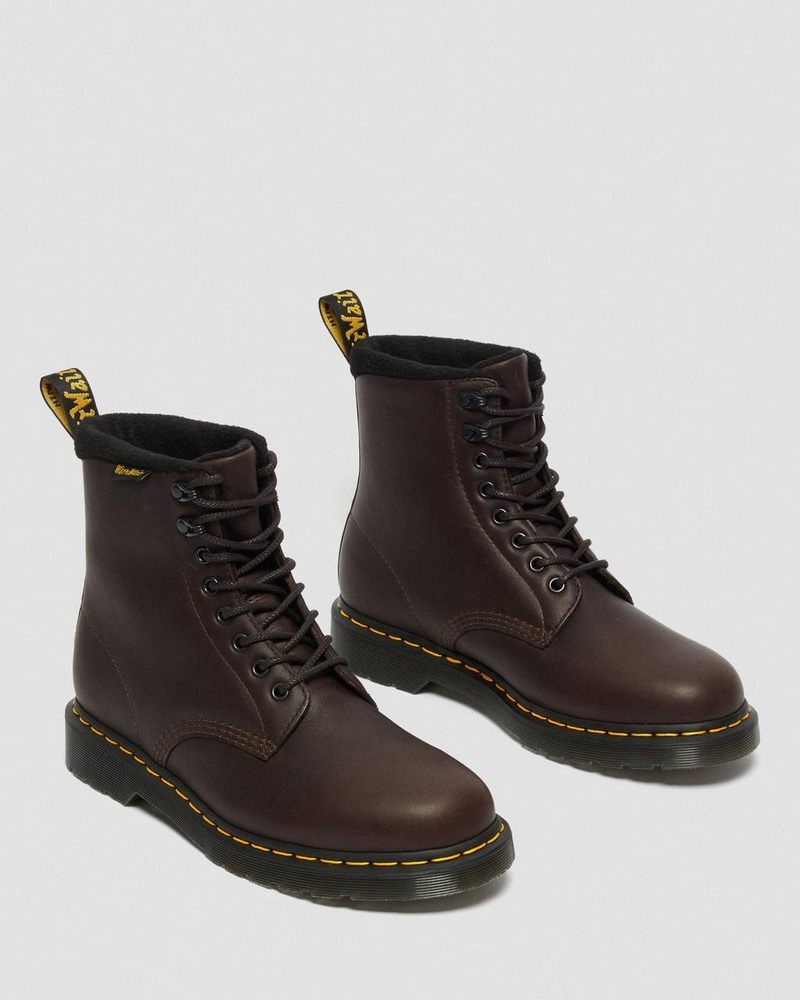 Dark Brown Dr Martens 1460 Pascal Warmwair Leather Lace Up Boots (Valor Wp) Boots | DQ80-U7HJ