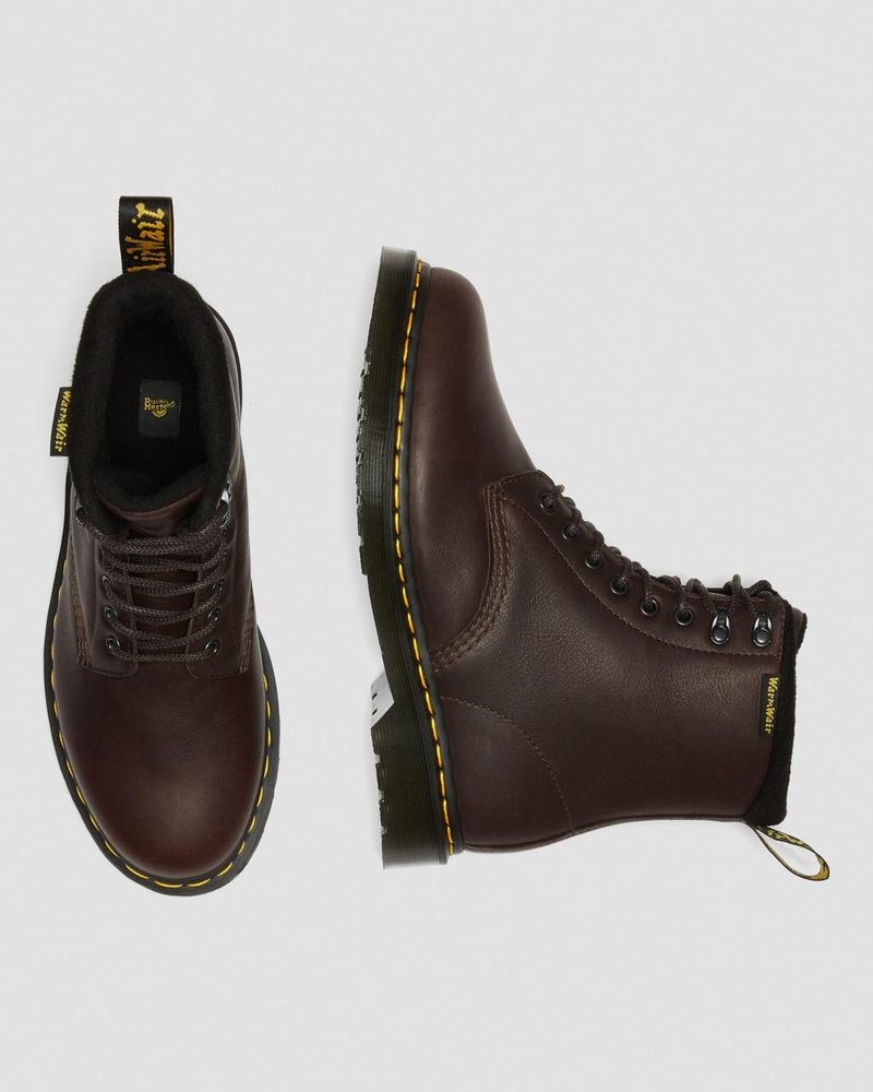 Dark Brown Dr Martens 1460 Pascal Warmwair Leather Lace Up Boots (Valor Wp) Boots | DQ80-U7HJ