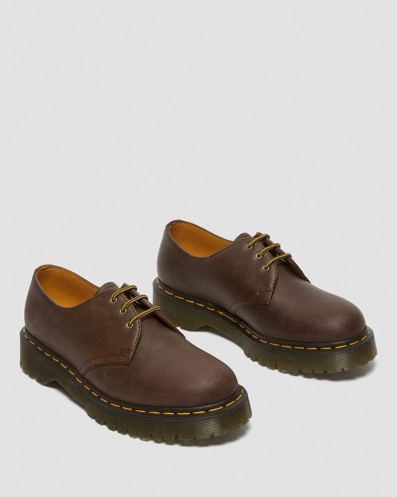 Dark Brown Dr Martens 1461 Bex Crazy Horse Leather Oxford Shoes (Crazy Horse) Platforms | FG07-A4YI