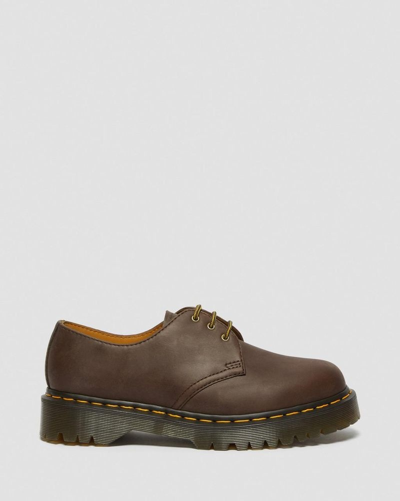 Dark Brown Dr Martens 1461 Bex Crazy Horse Leather Oxford Shoes (Crazy Horse) Platforms | FG07-A4YI