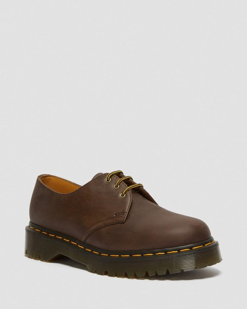 Dark Brown Dr Martens 1461 Bex Crazy Horse Leather Oxford Shoes (Crazy Horse) Platforms | FG07-A4YI