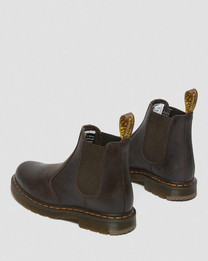 Dark Brown Dr Martens 2976 Slip Resistant Leather Chelsea Boots (Crazy Horse) Boots | YA71-F5JJ