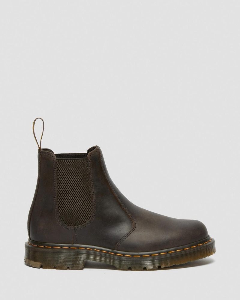 Dark Brown Dr Martens 2976 Slip Resistant Leather Chelsea Boots (Crazy Horse) Boots | YA71-F5JJ