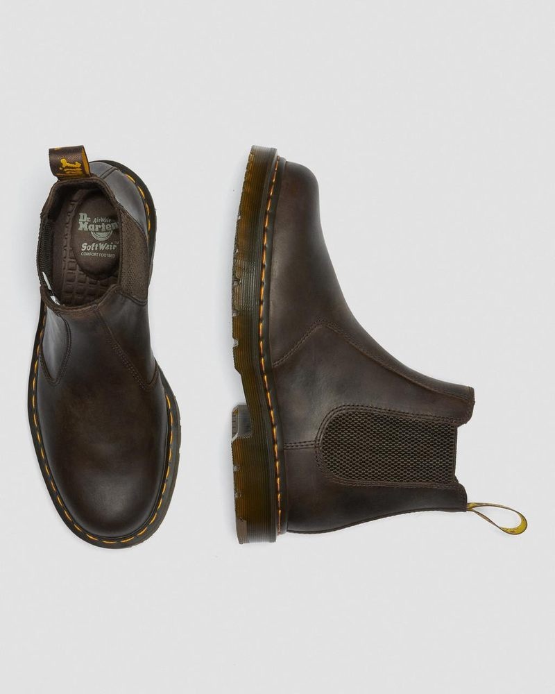 Dark Brown Dr Martens 2976 Slip Resistant Leather Chelsea Boots (Crazy Horse) Boots | YA71-F5JJ