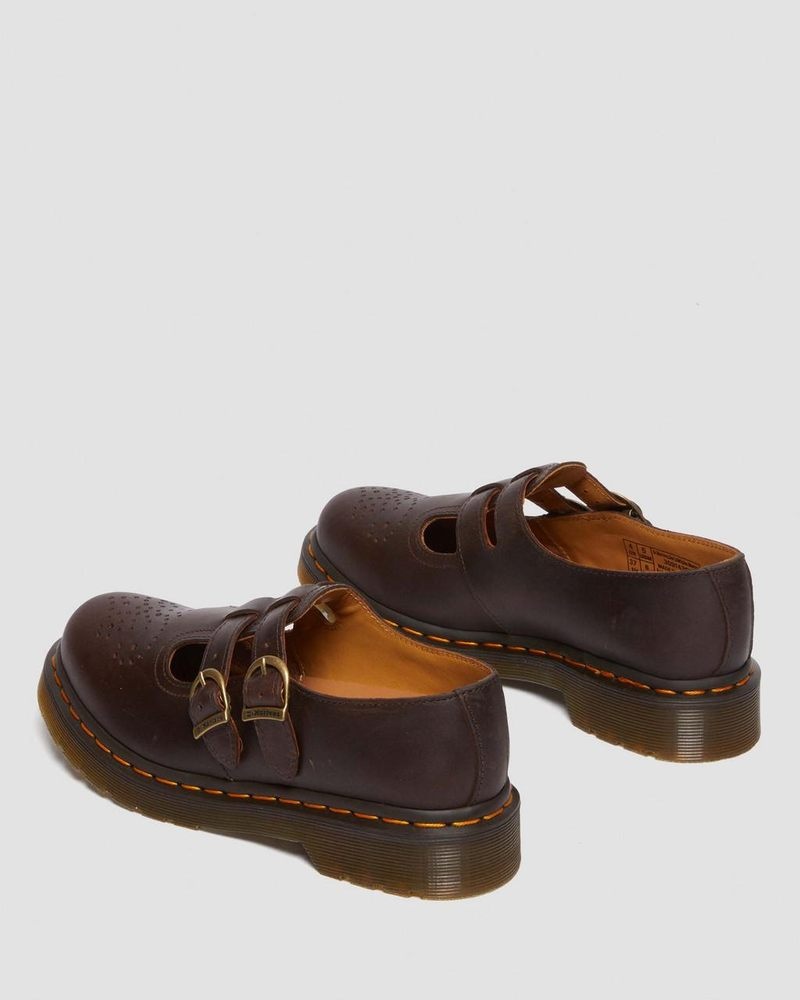 Dark Brown Dr Martens 8065 Crazy Horse Leather Mary Jane Shoes (Crazy Horse) Shoes | GI23-K5ZD