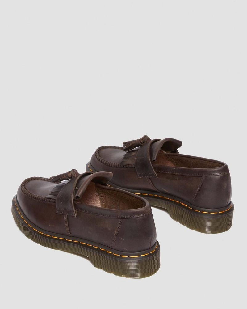 Dark Brown Dr Martens Adrian Crazy Horse Leather Tassel Loafers (Crazy Horse) Shoes | GO88-Q4XZ