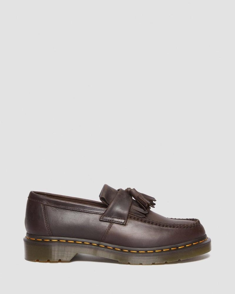 Dark Brown Dr Martens Adrian Crazy Horse Leather Tassel Loafers (Crazy Horse) Shoes | GO88-Q4XZ