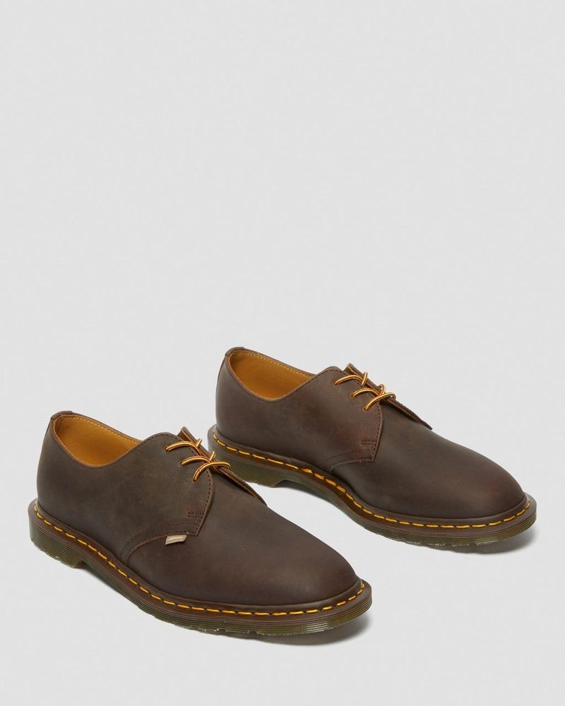 Dark Brown Dr Martens Archie II JJJJound Crazy Horse Leather Lace Up Shoes (Crazy Horse) Shoes | PU99-V5AV