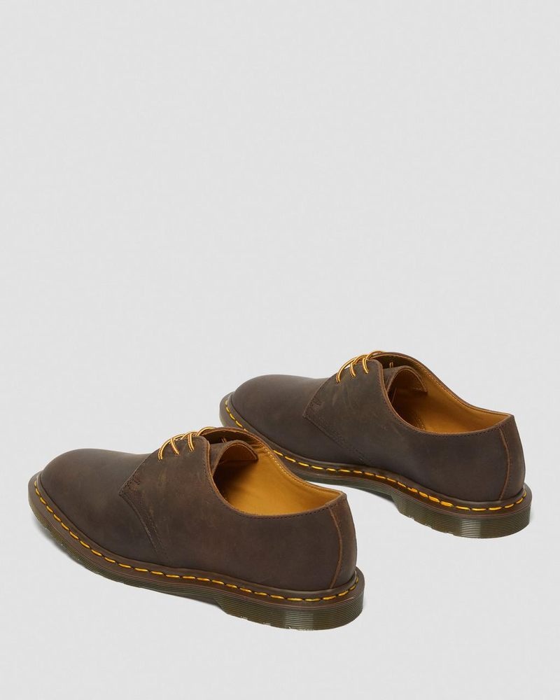 Dark Brown Dr Martens Archie II JJJJound Crazy Horse Leather Lace Up Shoes (Crazy Horse) Shoes | PU99-V5AV