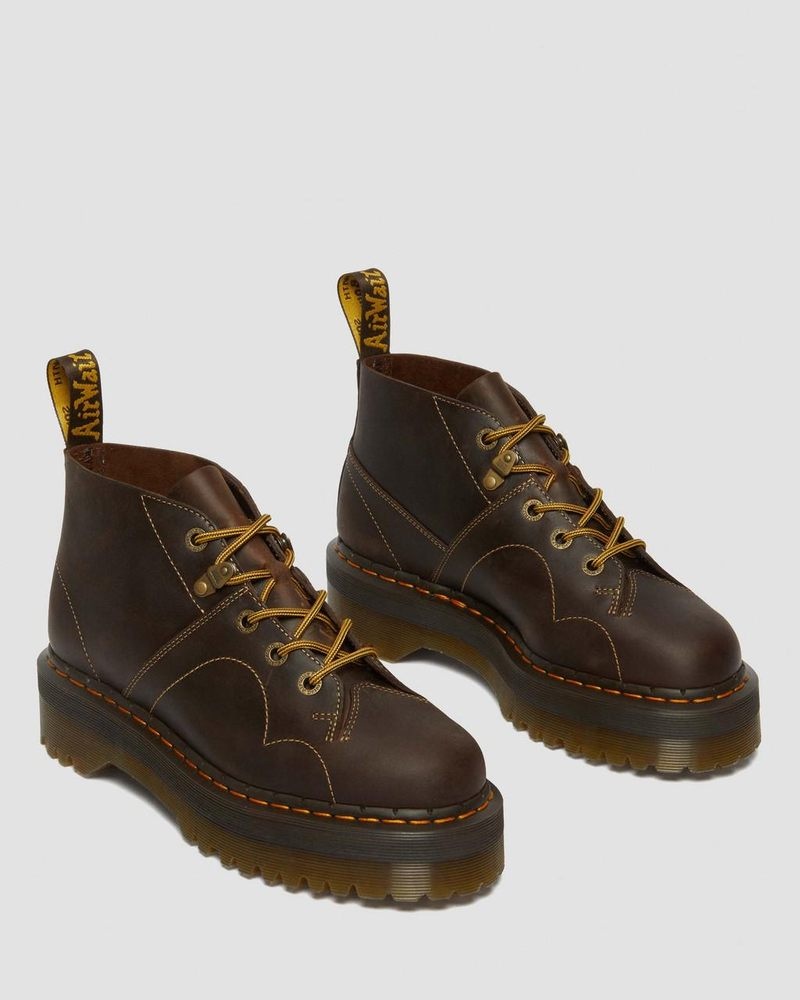 Dark Brown Dr Martens Church Arc Crazy Horse Platform Monkey Boots (Crazy Horse) Platforms Boots | BV46-S0XS