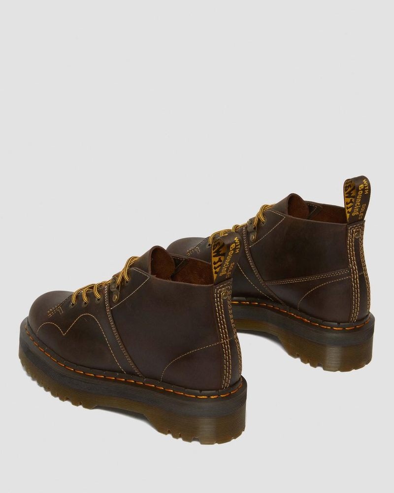 Dark Brown Dr Martens Church Arc Crazy Horse Platform Monkey Boots (Crazy Horse) Platforms Boots | BV46-S0XS