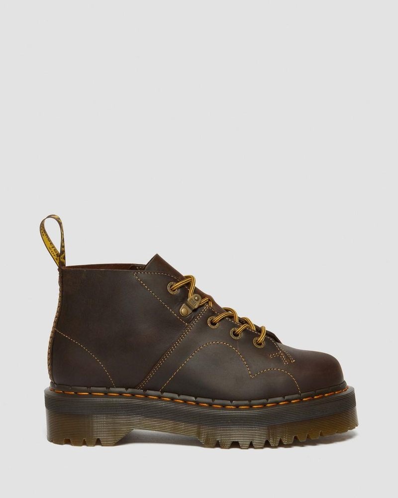 Dark Brown Dr Martens Church Arc Crazy Horse Platform Monkey Boots (Crazy Horse) Platforms Boots | BV46-S0XS