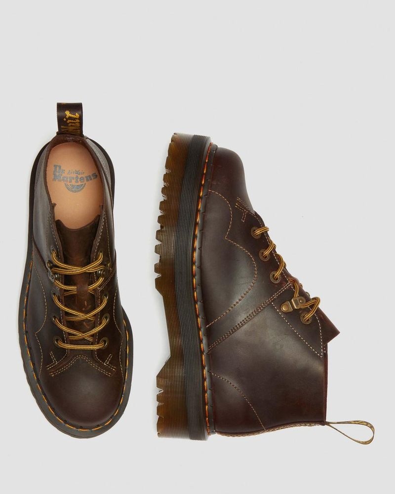 Dark Brown Dr Martens Church Arc Crazy Horse Platform Monkey Boots (Crazy Horse) Platforms Boots | BV46-S0XS