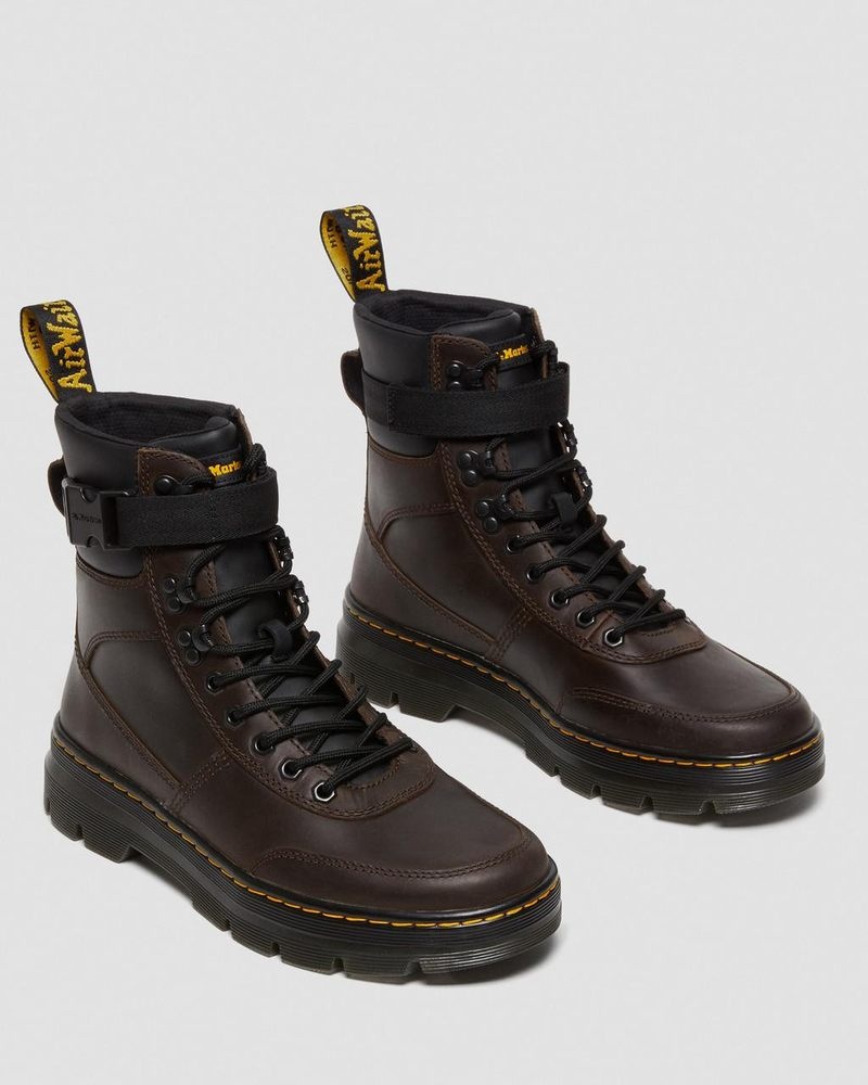 Dark Brown Dr Martens Combs Tech Crazy Horse Leather Casual Boots (Crazy Horse) Boots | OO02-F3MQ