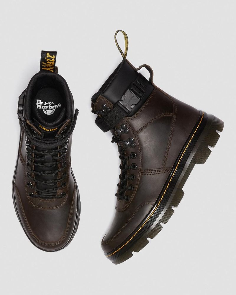 Dark Brown Dr Martens Combs Tech Crazy Horse Leather Casual Boots (Crazy Horse) Boots | OO02-F3MQ