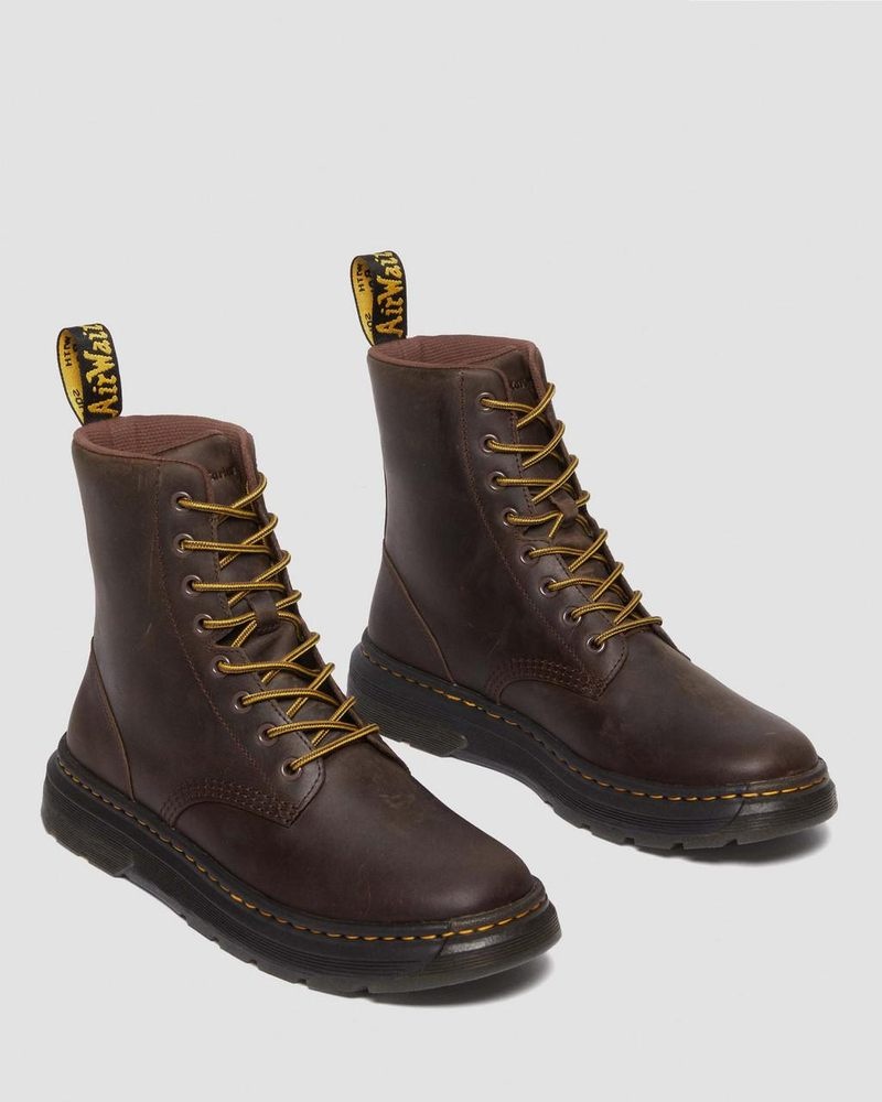 Dark Brown Dr Martens Crewson Crazy Horse Leather Everyday Boots (Crazy Horse) Boots | DK22-C4XR