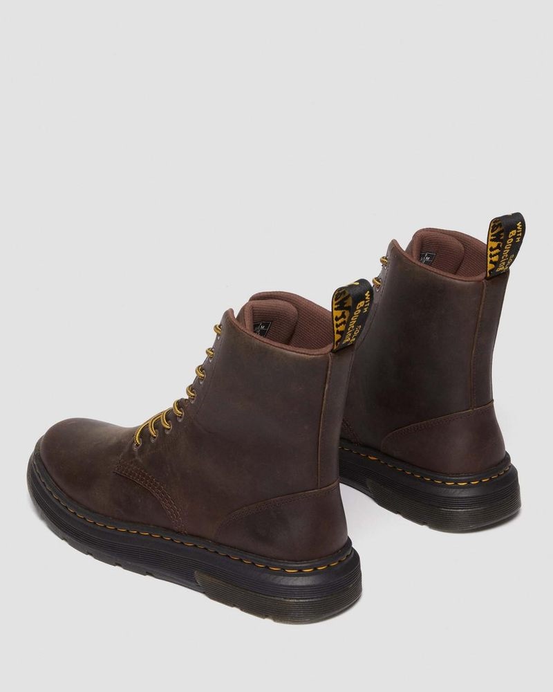 Dark Brown Dr Martens Crewson Crazy Horse Leather Everyday Boots (Crazy Horse) Boots | DK22-C4XR