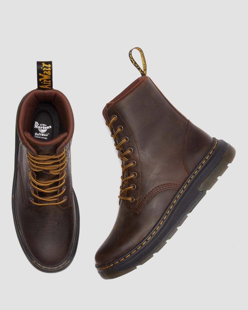 Dark Brown Dr Martens Crewson Crazy Horse Leather Everyday Boots (Crazy Horse) Boots | DK22-C4XR