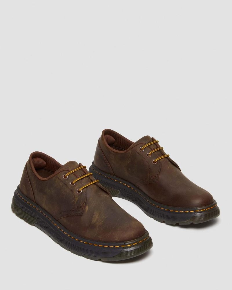 Dark Brown Dr Martens Crewson Lo Crazy Horse Leather Casual Shoes (Crazy Horse) Shoes | MV14-M6DO