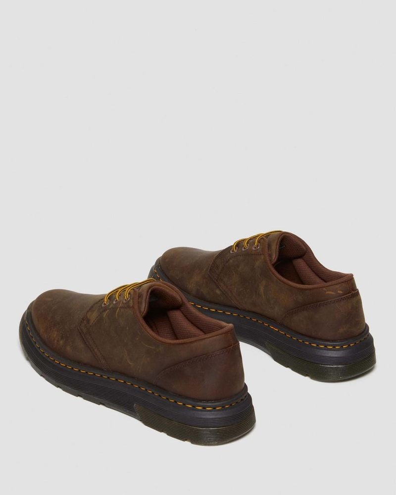 Dark Brown Dr Martens Crewson Lo Crazy Horse Leather Casual Shoes (Crazy Horse) Shoes | MV14-M6DO