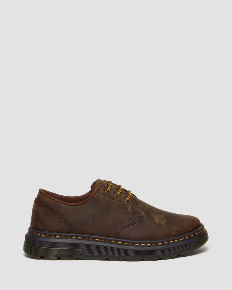 Dark Brown Dr Martens Crewson Lo Crazy Horse Leather Casual Shoes (Crazy Horse) Shoes | MV14-M6DO