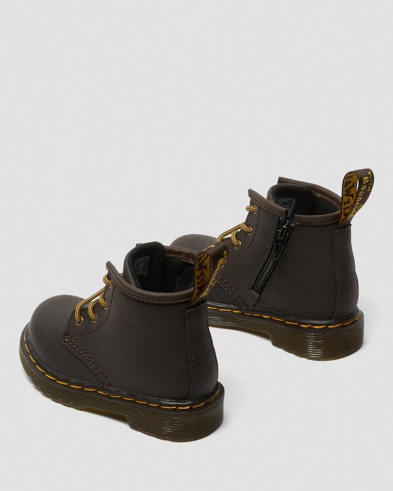 Dark Brown Dr Martens Infant 1460 Wildhorse Leather Lace Up Boots (Wildhorse Lamper) Boots | SF12-T4ER