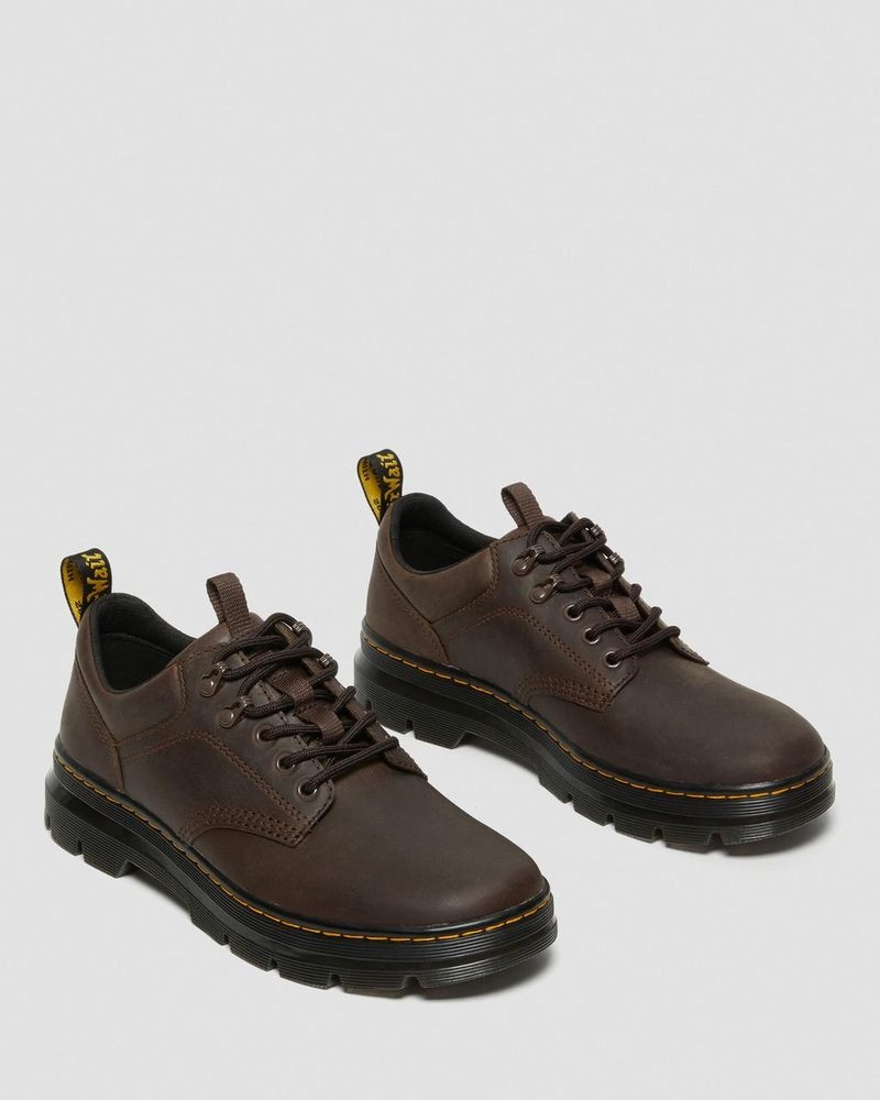 Dark Brown Dr Martens Reeder Crazy Horse Leather Utility Shoes (Crazy Horse) Shoes | OM19-Y7NN