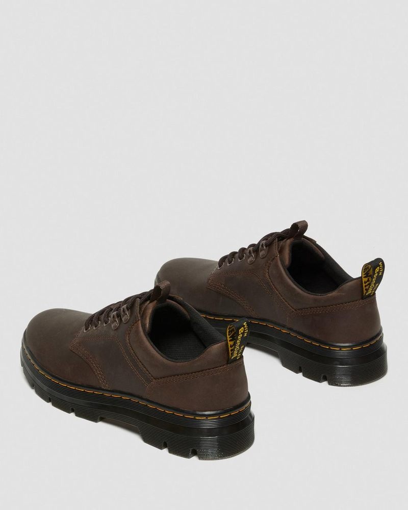 Dark Brown Dr Martens Reeder Crazy Horse Leather Utility Shoes (Crazy Horse) Shoes | OM19-Y7NN