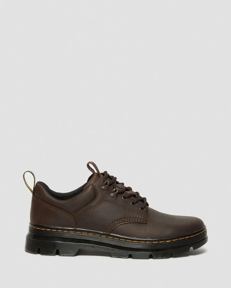 Dark Brown Dr Martens Reeder Crazy Horse Leather Utility Shoes (Crazy Horse) Shoes | OM19-Y7NN