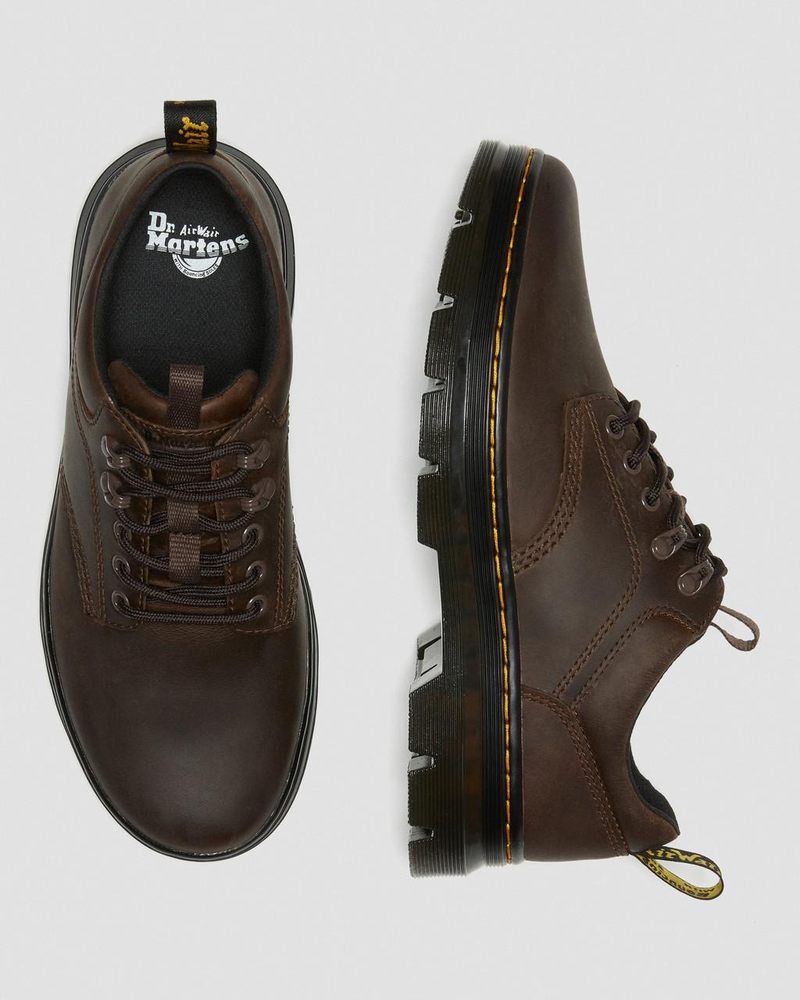 Dark Brown Dr Martens Reeder Crazy Horse Leather Utility Shoes (Crazy Horse) Shoes | OM19-Y7NN