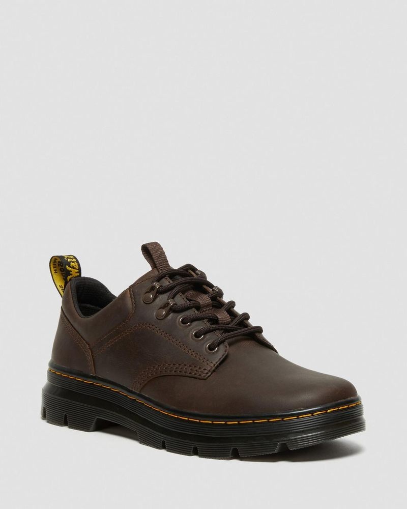 Dark Brown Dr Martens Reeder Crazy Horse Leather Utility Shoes (Crazy Horse) Shoes | OM19-Y7NN