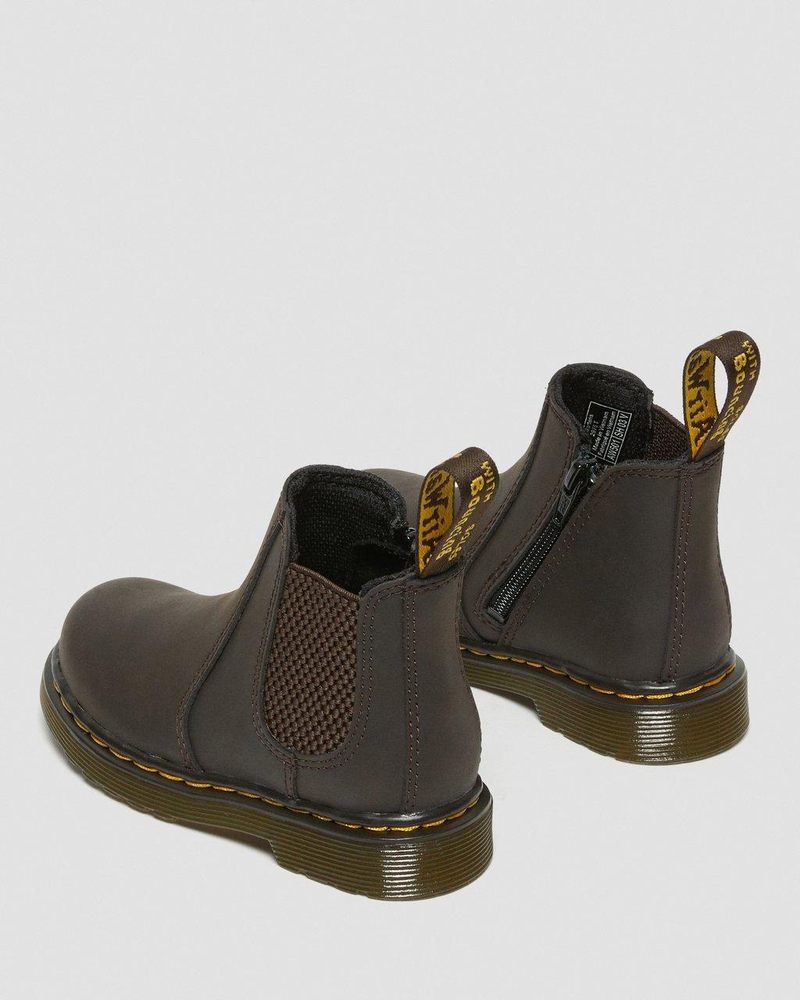 Dark Brown Dr Martens Toddler 2976 Wildhorse Leather Chelsea Boots (Wildhorse Lamper) Boots | YY29-M0FG