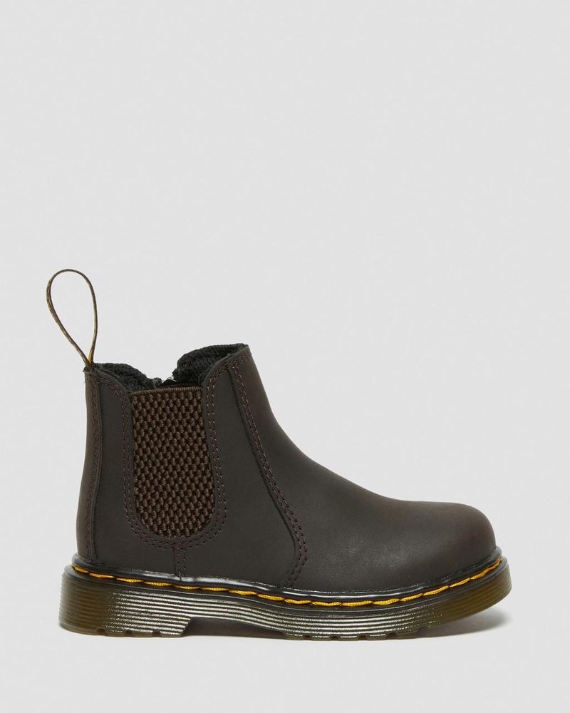 Dark Brown Dr Martens Toddler 2976 Wildhorse Leather Chelsea Boots (Wildhorse Lamper) Boots | YY29-M0FG