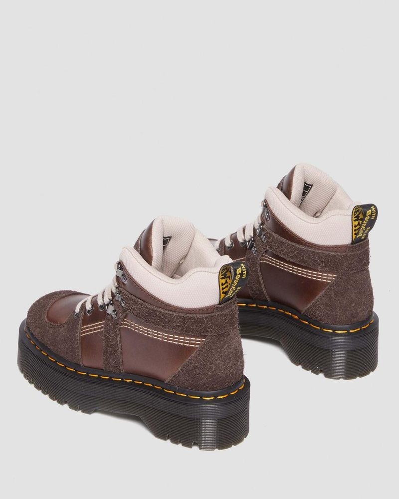 Dark Brown Dr Martens Zuma Leather & Suede Hiker Style Boots (Classic Pull Up + Wooly Bully) Boots | XY17-T3XU