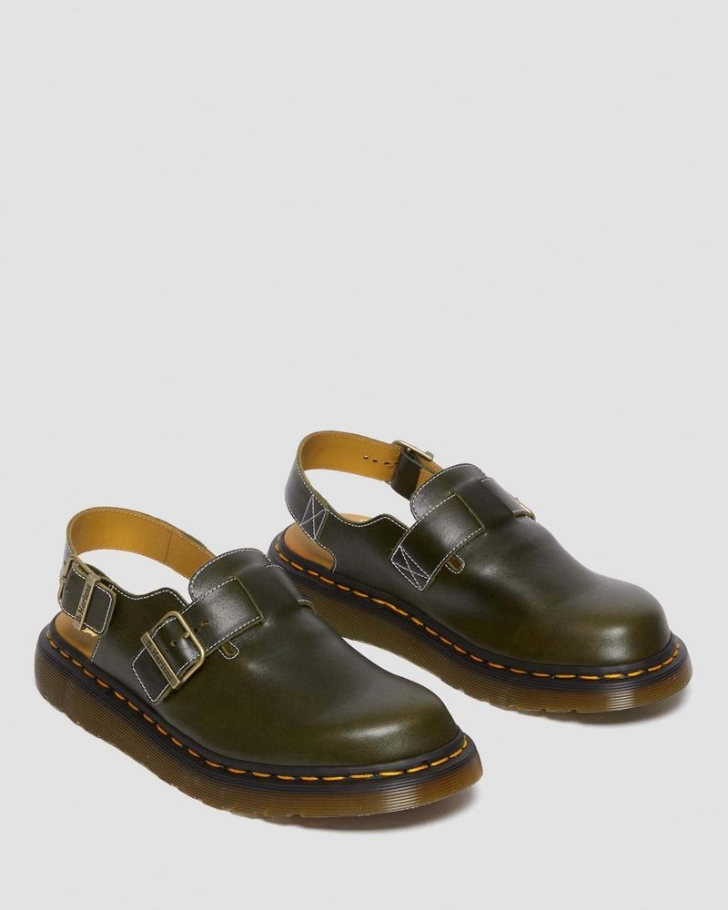 Dark Green Dr Martens Jorge Made in England Classic Leather Slingback Mules Sandals | BR08-V1RA