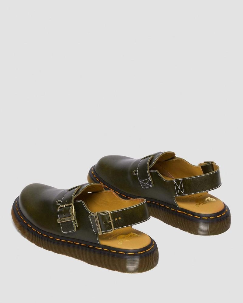 Dark Green Dr Martens Jorge Made in England Classic Leather Slingback Mules Sandals | BR08-V1RA